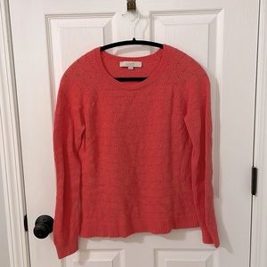 Ann Taylor loft wavy pointelle Crewneck Sweater l